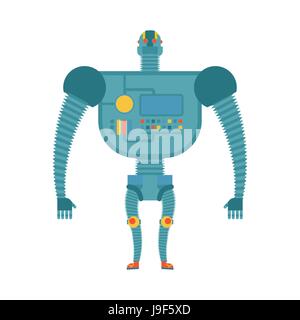 Humanoid robot. Cyborg isolated. Electronic iron man on white background. Artificial intelligence Stock Vector