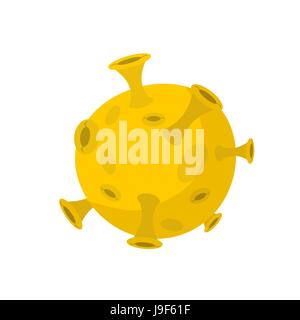 Moon isolated cartoon style. Yellow Planet of solar system on white background Stock Vector