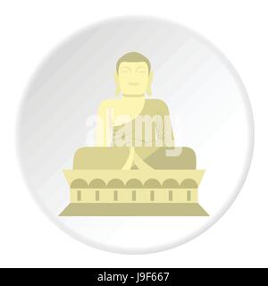 Sitting Buddha icon, flat style Stock Vector