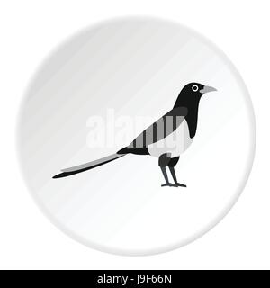 Magpie icon, flat style Stock Vector