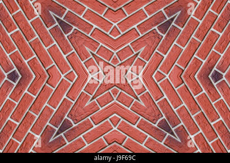 Pattern of four-pointed star lined with red brick Stock Photo