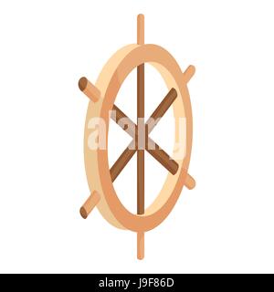 Wooden ship wheel icon, cartoon style Stock Vector