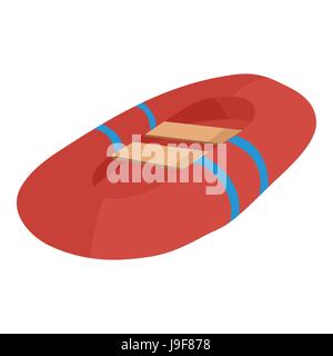 Red inflatable boat icon, cartoon style Stock Vector