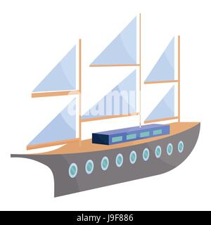 Ship with sails icon, cartoon style Stock Vector