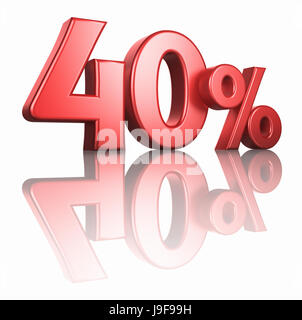 sale, forty, price, percent, promotion, discount, off, isolated, reflection, Stock Photo