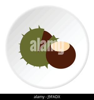 Chestnut icon, flat style Stock Vector