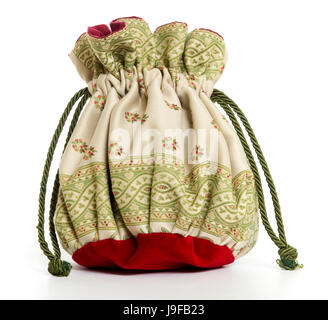 A handmade Venetian Reticule (a small embroidered woman’s handbag).  This type of purse was used mainly from 1795 to 1820. Stock Photo