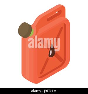 Red jerrycan with oil drop icon isometric 3d style Stock Vector