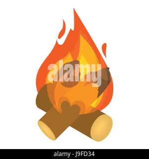 Burning bonfire icon, isometric 3d style Stock Vector