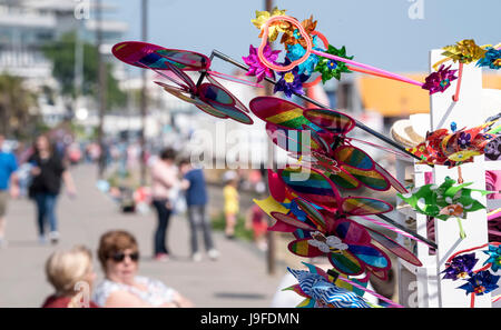 Windmills on the beafhfront at Southend on Sea Stock Photo