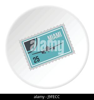 Air ticket to Miami icon, flat style Stock Vector