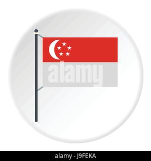 Singapore flag icon, flat style Stock Vector