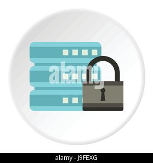 Data retention protection icon, flat style Stock Vector