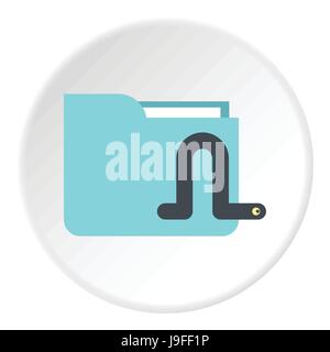 Worm in e-mail icon, flat style Stock Vector