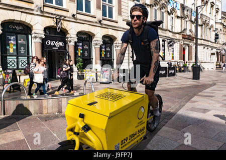 Cardiff Cycle Courier Co, city centre, Cardiff, Wales Stock Photo