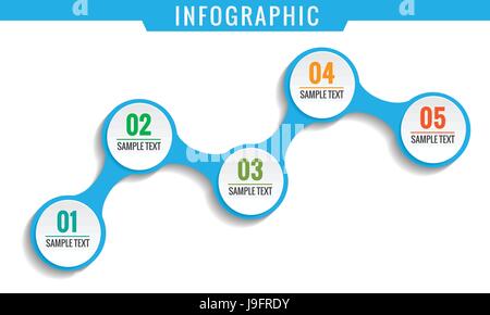 Simply infographic, five steps template. Stock Vector