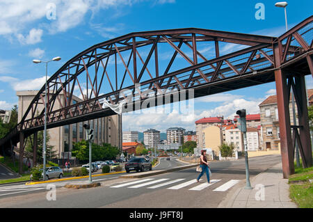 Avenue and pedestrian walkway, Orense, Region of Galicia, Spain, Europe Stock Photo