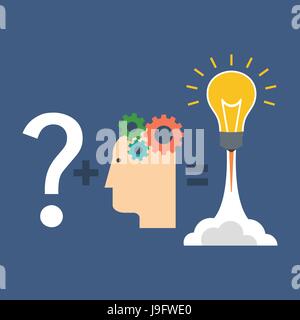 Finding solution, innovation concept. Flat design. Isolated on color background Stock Vector