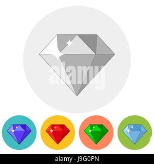 Shining gem icon in different color variations. Vector illustration Stock Vector