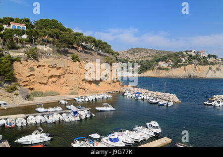 Port & Calanque of La Madrague du Gignac at Ensuès-la-Redonne on the Blue Coast west of Marseille Provence France Stock Photo