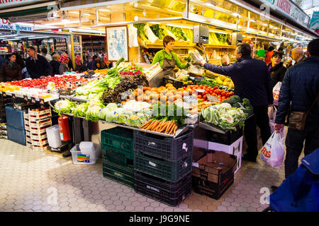 The 1914 Mercado Central, or Central Market, is a masterpiece of modernist architecture.  It covers 8,000 square meters (or about 86,000 sq. ft.) Stock Photo