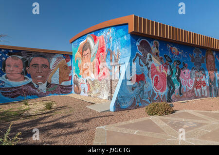 El Paso, Texas - Nuestra Herencia (Our Heritage), a painting at the Chamizal National Memorial Cultural Center by Carlos Flores. Stock Photo