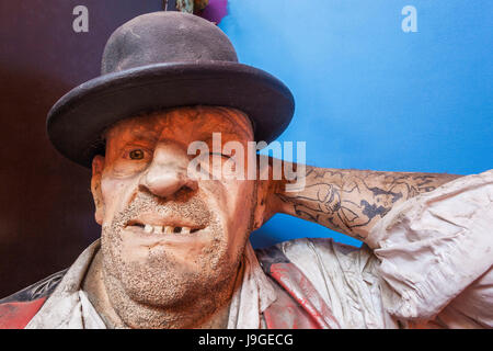 England, Devon, Dingles Fairground Heritage Centre, Statue of Fairground Worker, Stock Photo