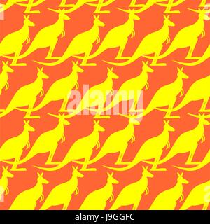 Kangaroo seamless pattern. Australian wallaby ornament. Texture of fabric for baby. Austra background Stock Vector