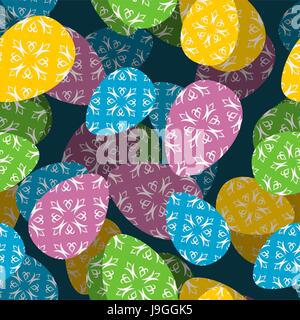 Easter 3D seamless pattern. 3d Easter egg background. Texture for Easter holiday. Many Easter eggs. Colored, multicolored traditional Easter eggs Stock Vector