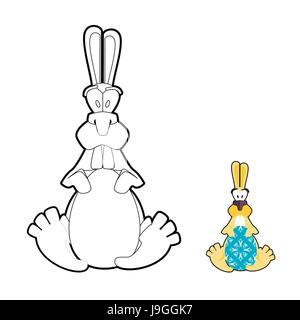 Rabbit and Easter egg coloring book. Traditional Easter Bunny and beautiful multicolored egg. Childrens coloring book for holidays Stock Vector