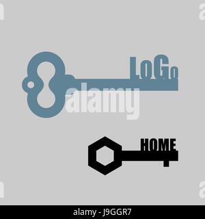Key logo. Key to  door. Key lock emblem for construction company real estate. Template design for real estate company Stock Vector
