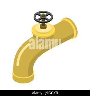 Golden tap on white background. faucet of precious material. Black valve Stock Vector