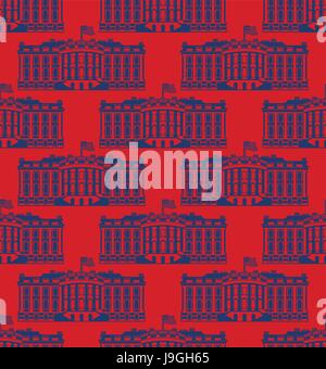 White House America seamless pattern. US President Residence. Government building USA ornament. Political American symbol texture. Main attraction was Stock Vector