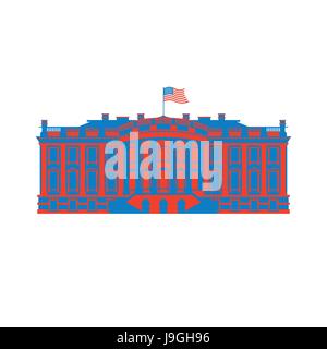 White House America colored icon. Residence of President USA. US government building. American political character. Main attraction washington dc. pat Stock Vector