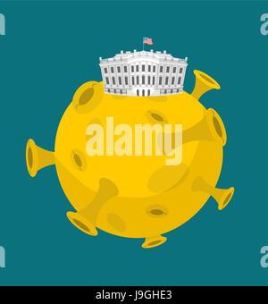 White house in moon. US President Residence in space. American National Palace flies. Government building connected to future state. Fantastic main at Stock Vector