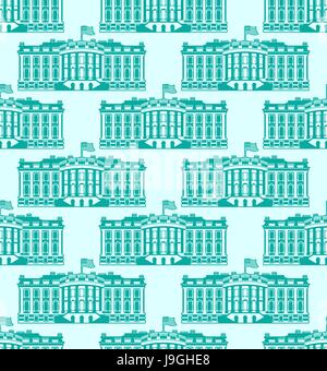 White House America seamless pattern. US President Residence. Government building USA ornament. Political American symbol texture. Main attraction was Stock Vector