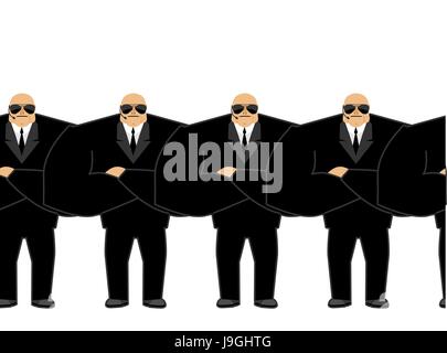 Bodyguard. Black suit and hands-free. Security man. Protection and professional teamwork. Strong guard at nightclub. Stock Vector