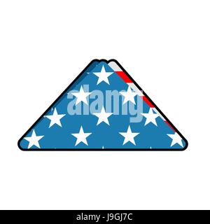 Folded US flag symbol of mourning. National symbol of United States of sorrow. American banner Stock Vector