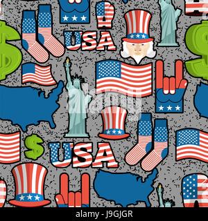 USA patriotic symbol seamless pattern grunge style. Spray paint and brush strokes texture. American National ornament. State traditional background. M Stock Vector