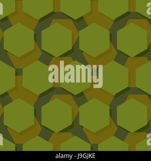 Military polygonal seamless pattern. Army abstract hexagon texture. Protective ornament for soldiers. Green soldiery background. war khaki for hunters Stock Vector