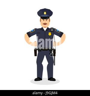 Angry policeman. wrathful Cop. Aggressive officer police Stock Vector