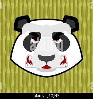 Panda angry. Furious Chinese bear. Animal furious. Aggressive wild beast Stock Vector