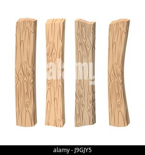 Old wooden boards. Wood set on white background. Vintage boards. Stock Vector