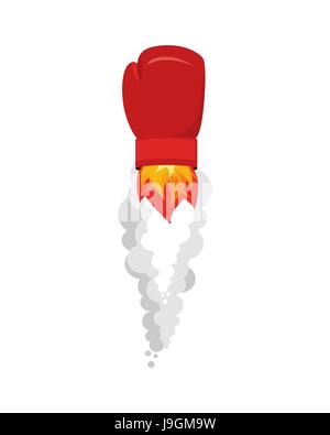 boxing glove rocket. Sport Air bomb. Fighting rocket . flaming punch. Military bomb Stock Vector