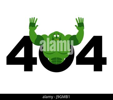 Error 404. troll is surprise. Page not found template for web site. Big green goblin does not know and is surprised. Page lost and found message. prob Stock Vector
