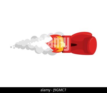 boxing glove rocket. Sport Air bomb. Fighting rocket . flaming punch. Military bomb Stock Vector