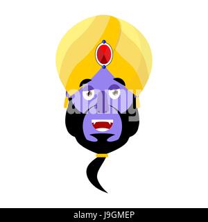 Genie happy Emoji. Magic ghost laughs emotion. Arabic magic spirit avatar Stock Vector