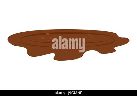 Puddle of mud isolated. Dirty plash on white background Stock Vector