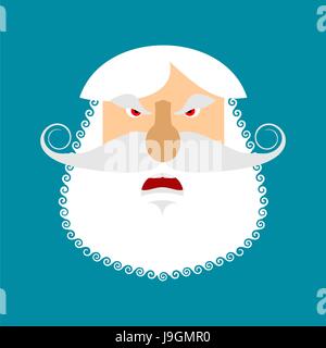Old man angry Emoji. senior with gray beard face Aggressive emotion isolated Stock Vector
