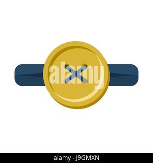Button in buttonhole isolated. Accessories for clothes on white background Stock Vector
